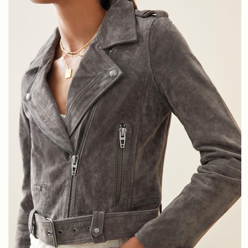 Blank NYC Suede Moto Jacket in Grey Size Medium